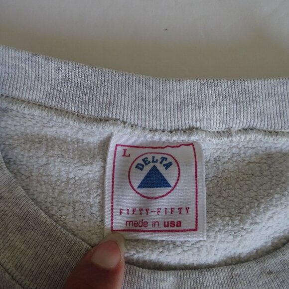 Vtg Delta Carquest Bowl Sweatshirt Women Men Size L Heather Gray Made in USA - Picture 5 of 12